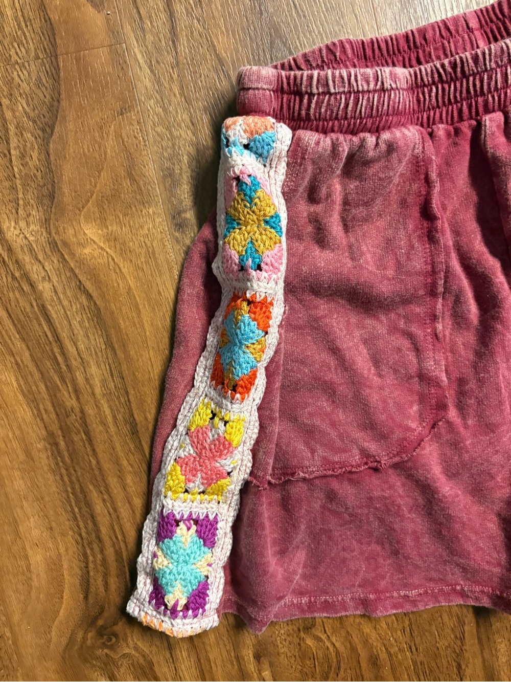Light Pink women’s Crochet-Trim Lounge Shorts